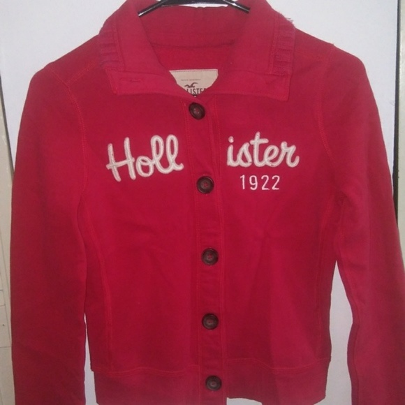 Hollister Red Button Down Sweater Sz XS - Picture 1 of 2